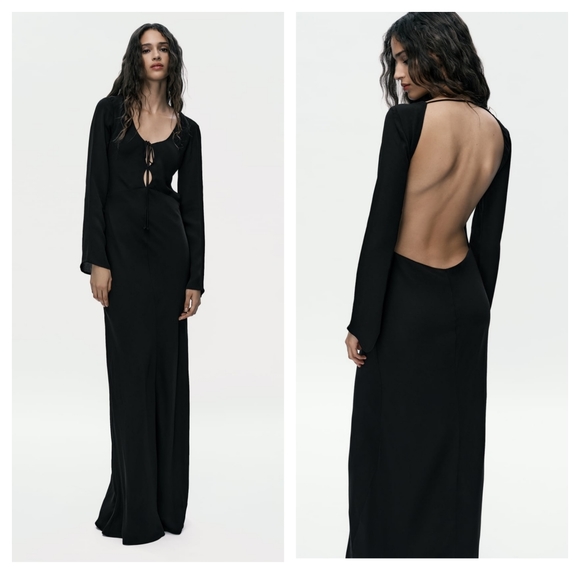 Zara Open Back Dress Maxi Gown - Picture 2 of 12